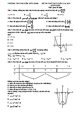 Đề thi thử THPT quốc gia 2017 môn Toán - Trường THPT Nguyễn Hữu Cảnh